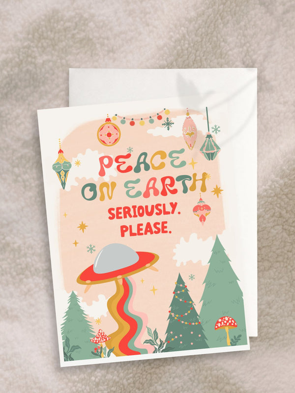 Holiday Greeting Card - Festivity; a Coping Mechanism - Unhinged Christmas Cards - Peach or Plum