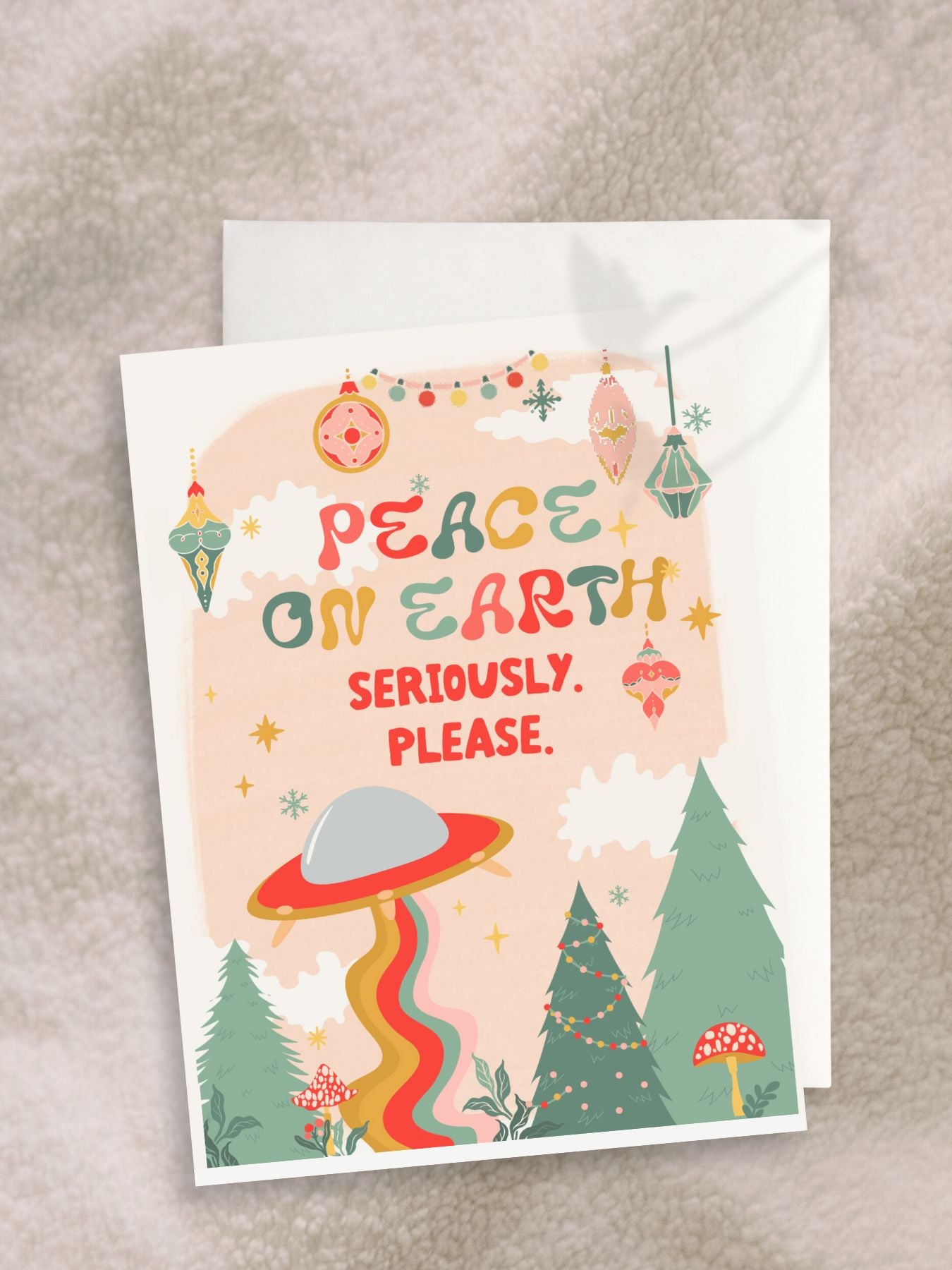 Holiday Greeting Card - World is on Fire- Unhinged Christmas Cards - Peach or Plum