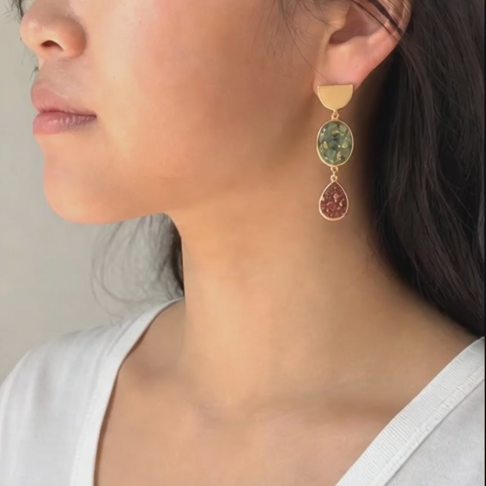 Drommande Gemstone and Resin Earrings