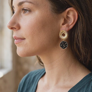Nomi Brass and Gemstone Resin Earrings