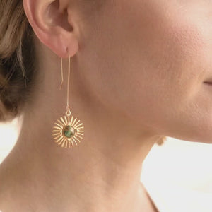 Iris Brass and Gemstone Resin Earrings