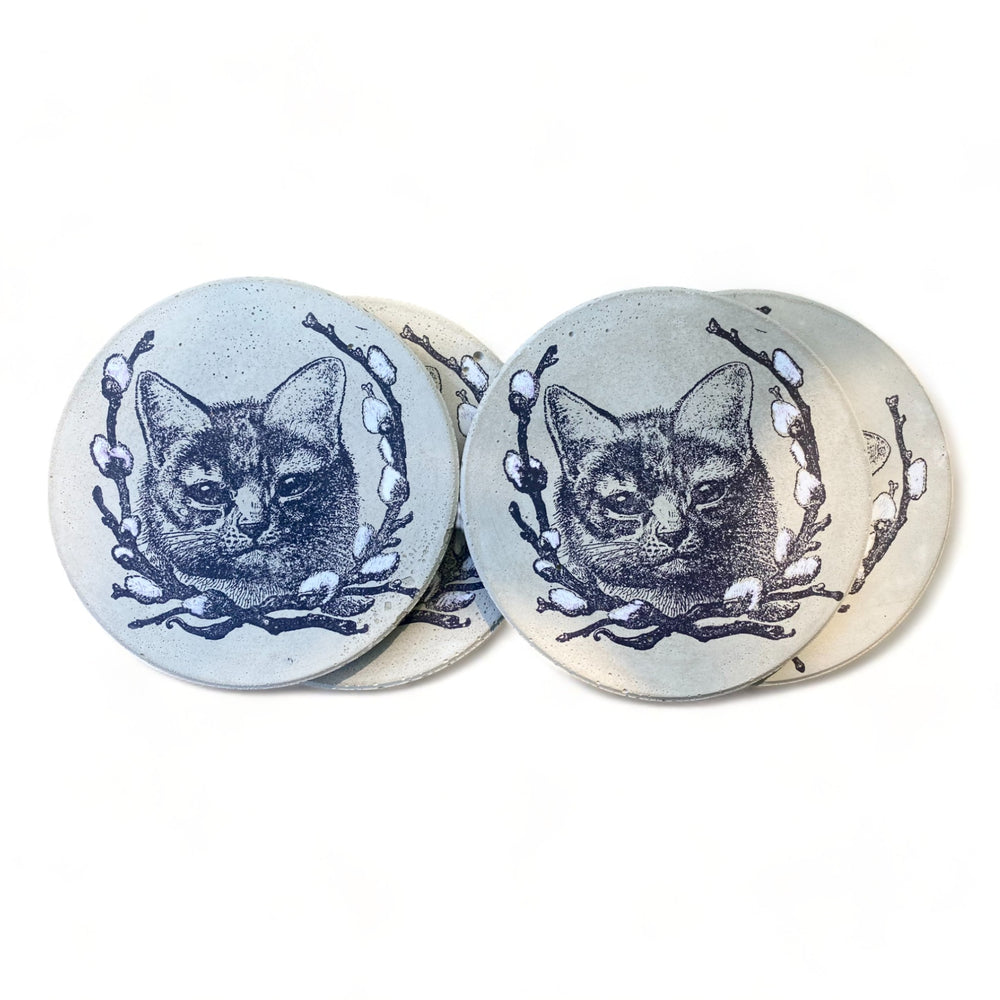 Pussy Willow Concrete Coasters