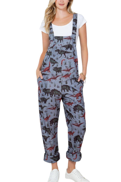 Rawr-Rawr Dino Print Overalls