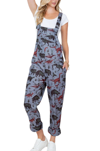 Rawr-Rawr Dino Print Overalls