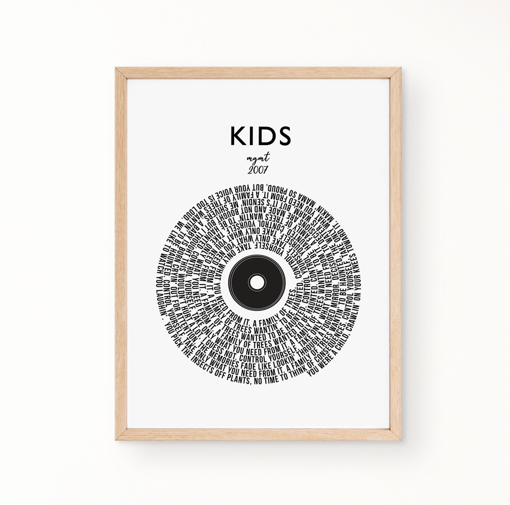 Lyric Wall Art - Kids by Mgmt  2007