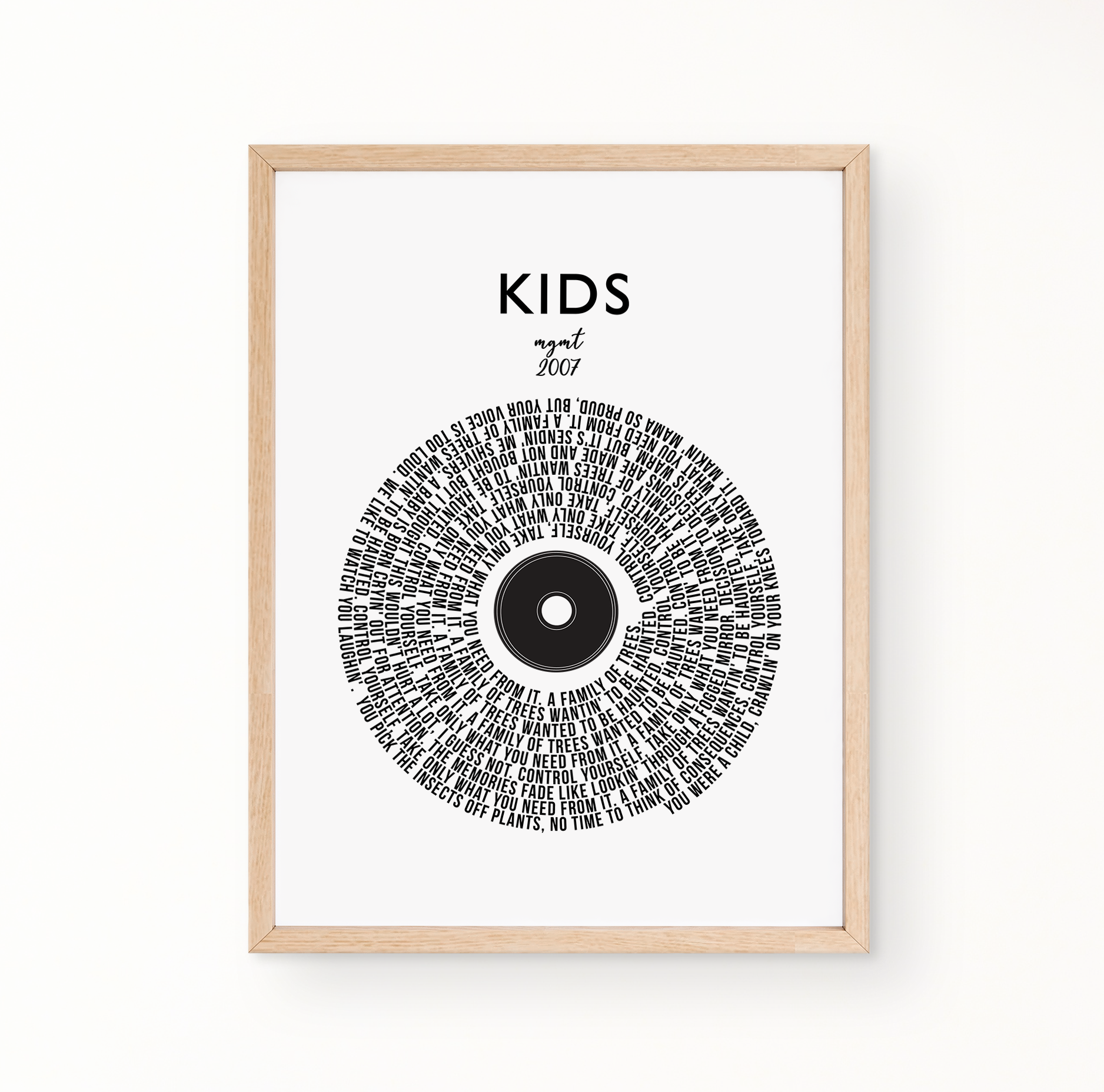 Lyric Wall Art - Kids by Mgmt  2007