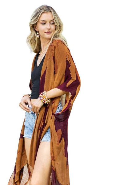 Rust + Burgundy Sweeping Floral Kimono