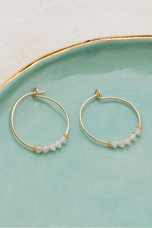 Sisterhood Gold-Filled Hoop Earrings - Moonstone