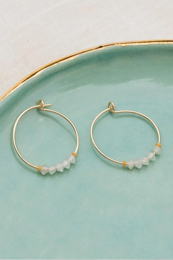 Sisterhood Gold-Filled Hoop Earrings - Moonstone