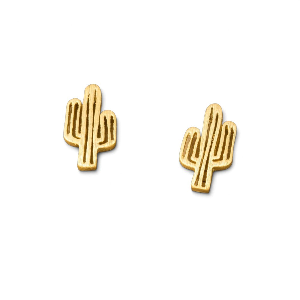Saguaro Cactus Gold Stud Earrings