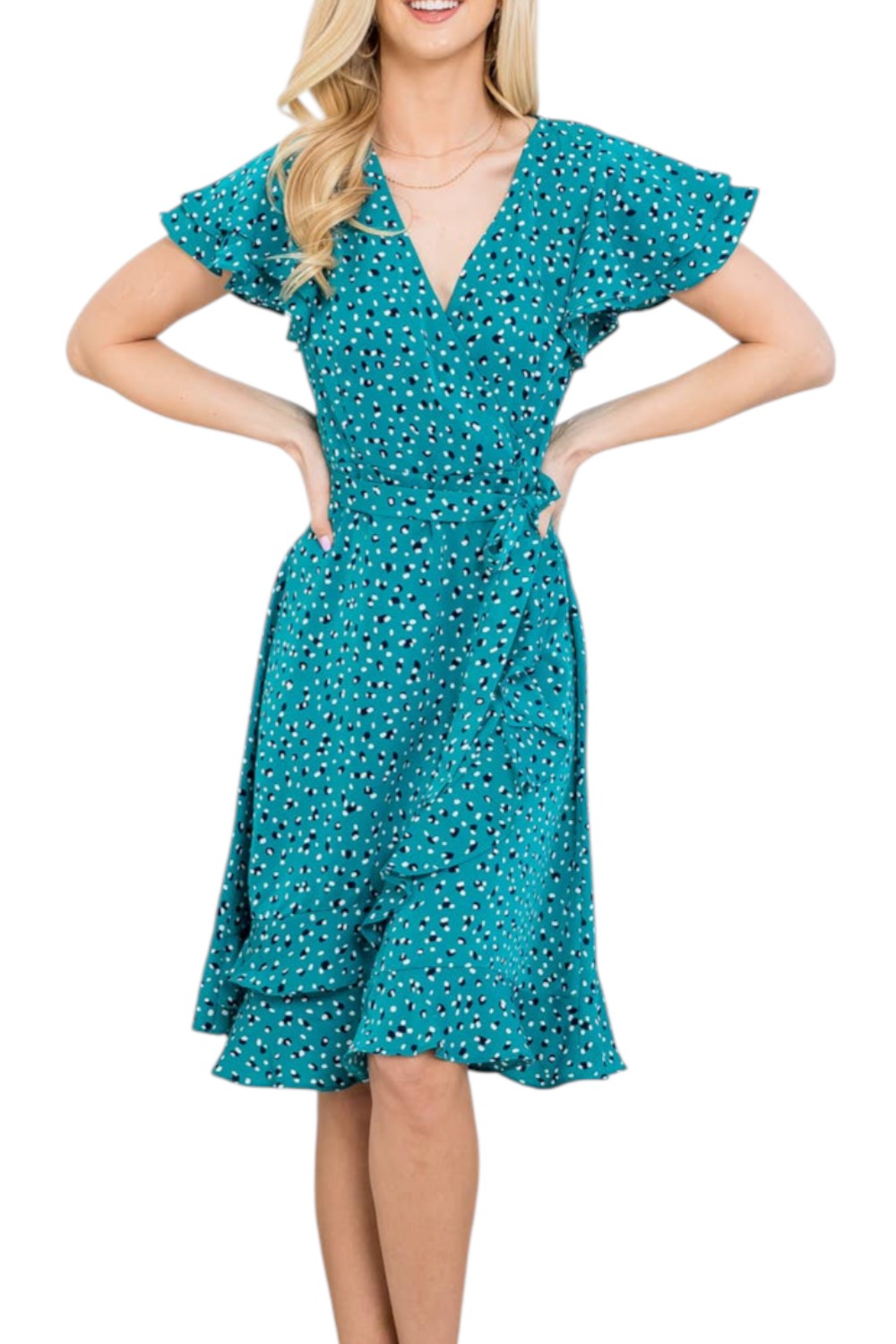 Teal Flurries Vintage Style Dress