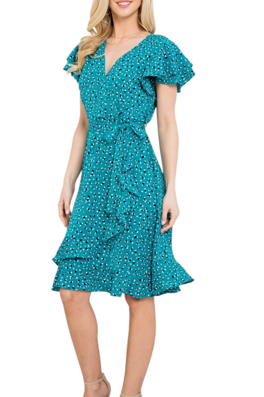 Teal Flurries Vintage Style Dress