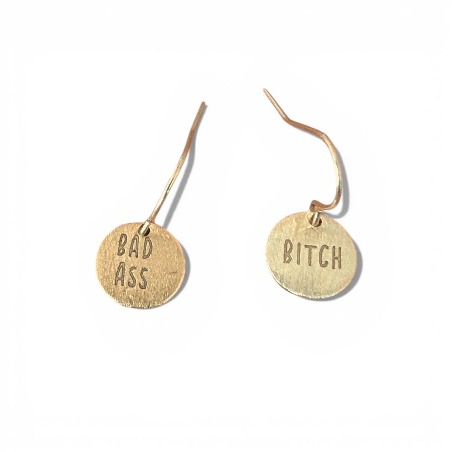 Telling Short Quote Earrings - Badass Bitch