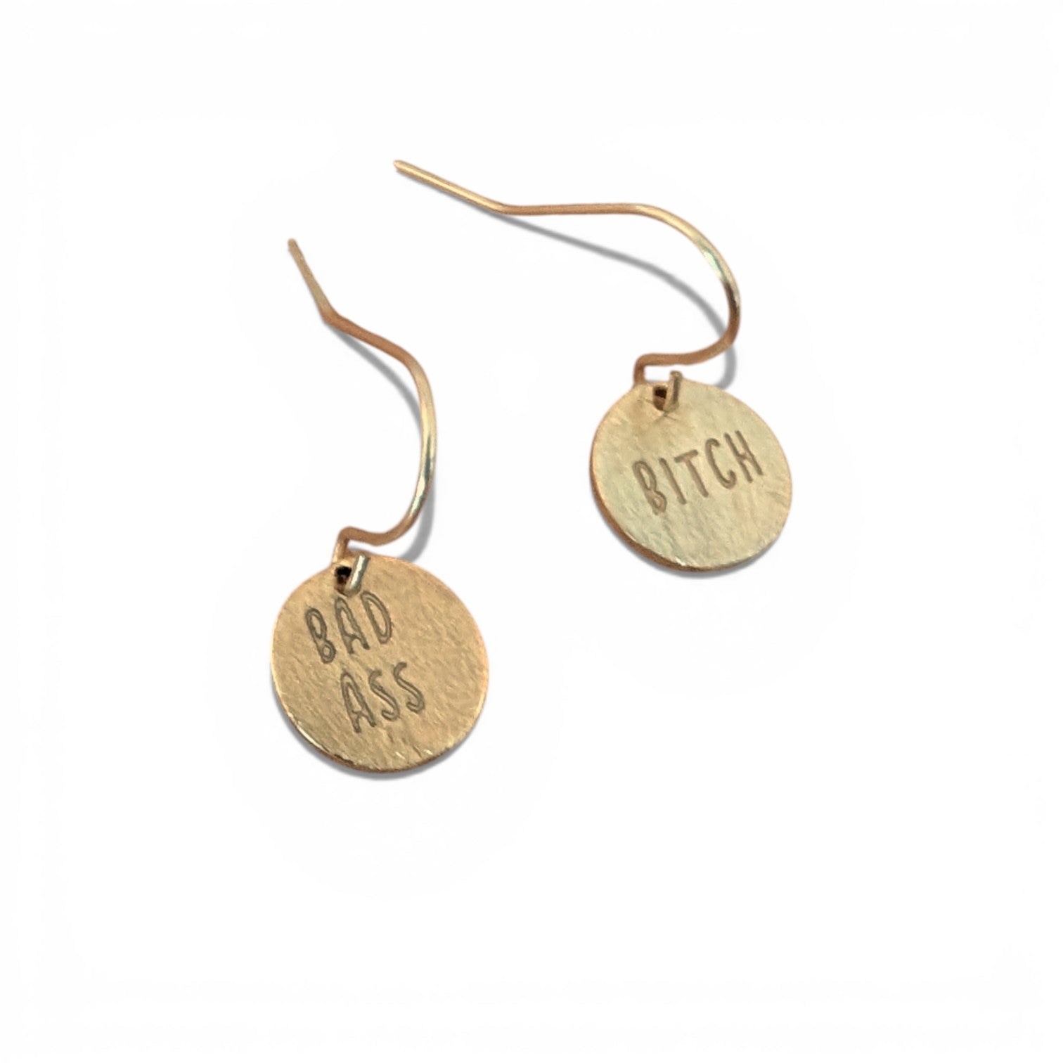 Telling Short Quote Earrings - Badass Bitch