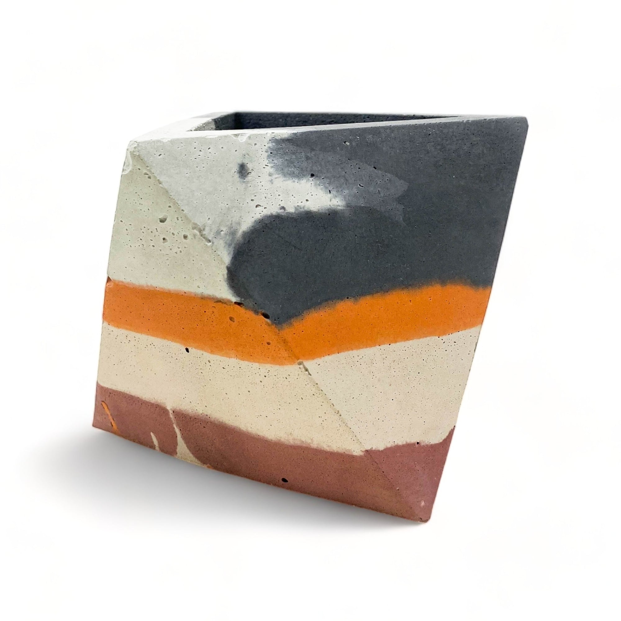 Concrete Geometric Tetrahedron Pot (Multi-Colored)