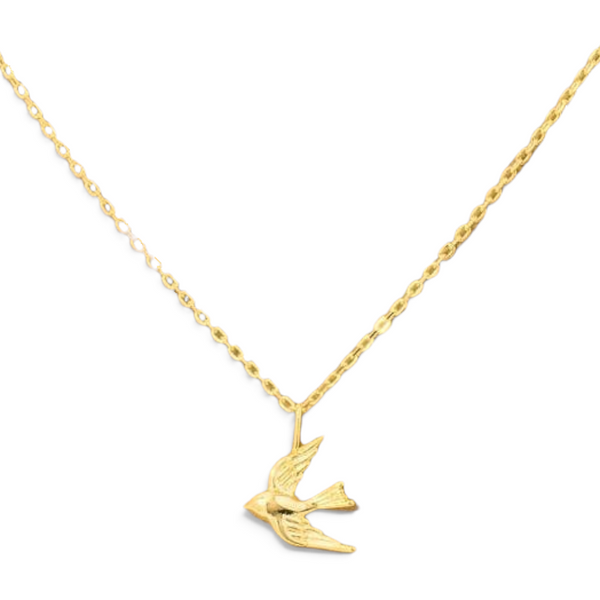 the beehive 18k gold plated brass necklace featuring a 3D soaring bird pendant on a delicate chain