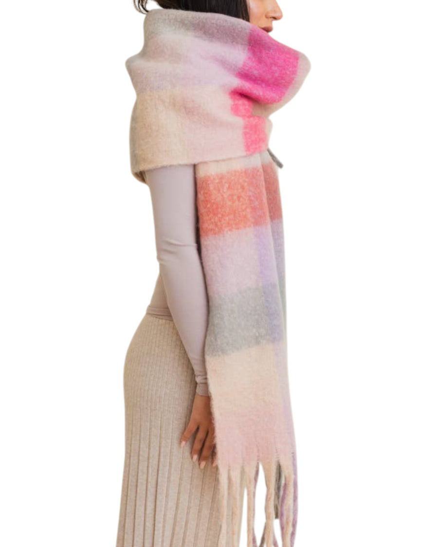 The Pinks Oversized Fringe Scarf