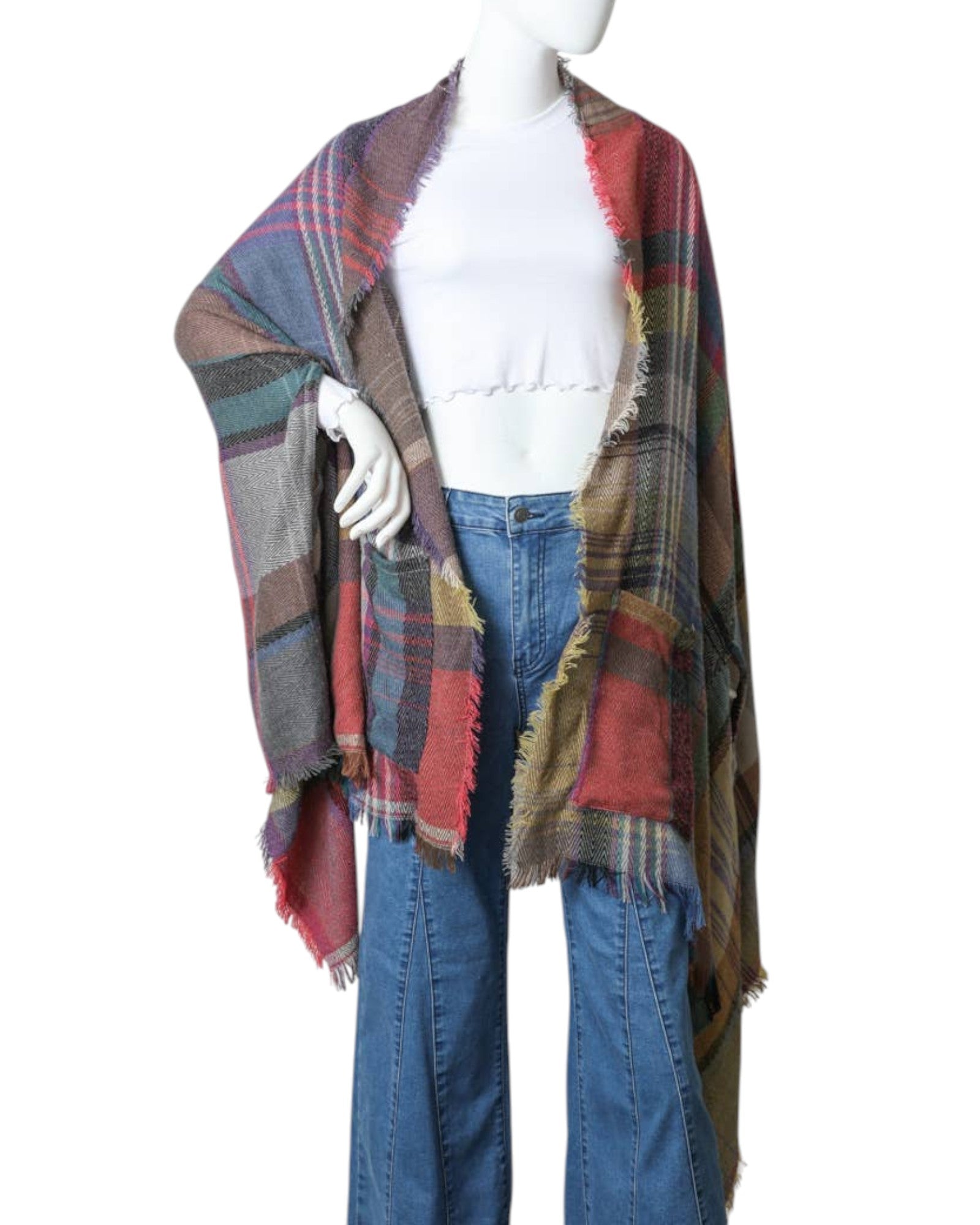 The Multicolor Plaid Pocket Ruana