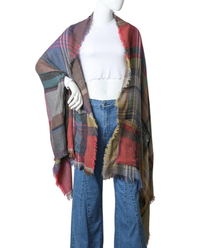 The Multicolor Plaid Pocket Ruana