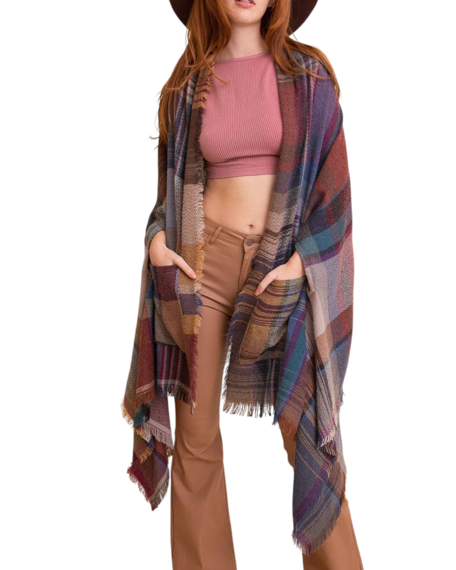 The Multicolor Plaid Pocket Ruana