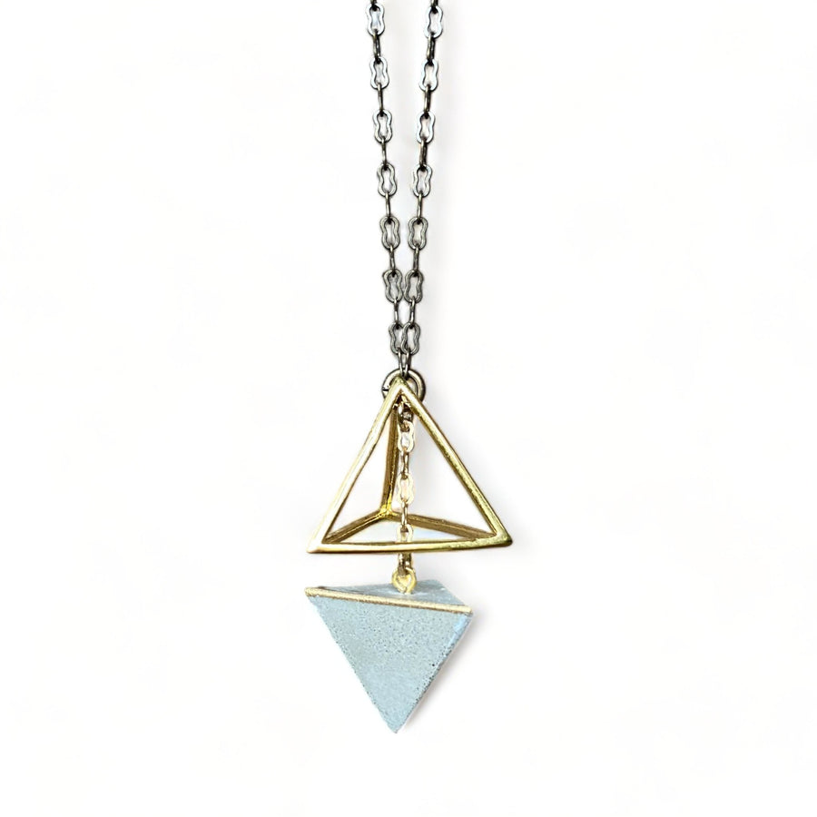 Concrete Geometric Pyramid Necklace