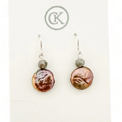 WHS Coin Pearl Earrings - sterling silver