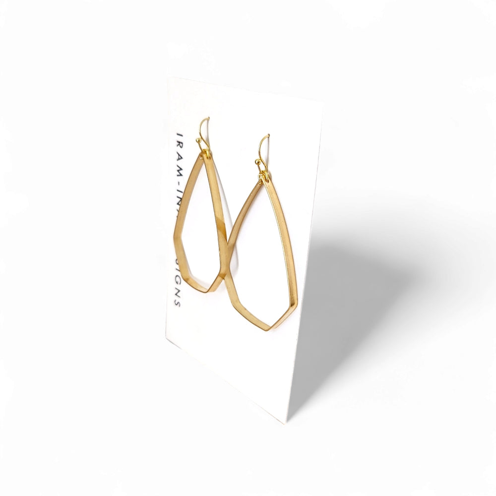 Squared Off Teardrop Brass Earrings
