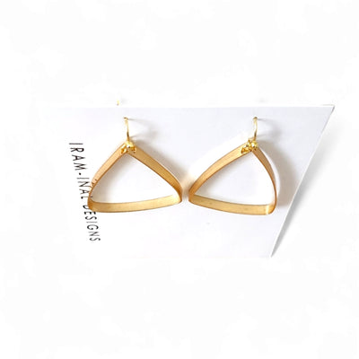 Bended Triangle Brass Earrings