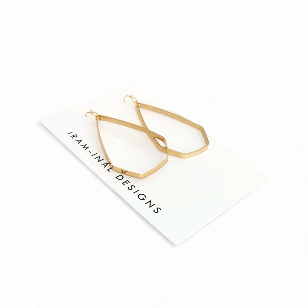 Squared Off Teardrop Brass Earrings