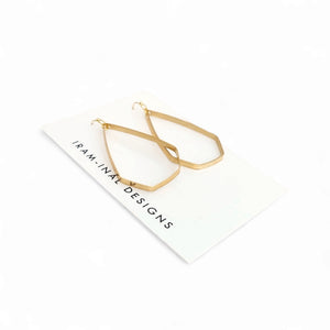 Squared Off Teardrop Brass Earrings