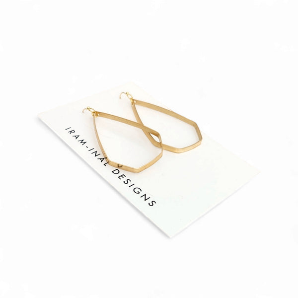 Squared Off Teardrop Brass Earrings