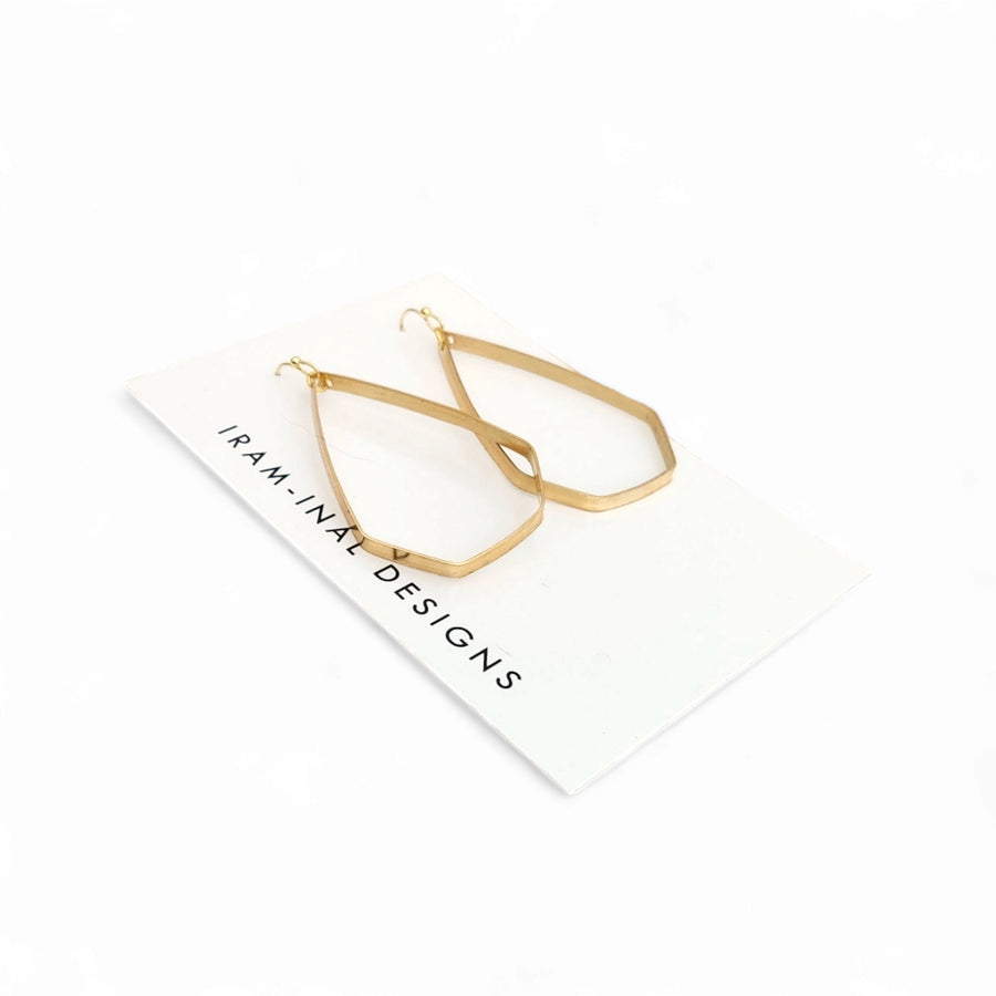 Squared Off Teardrop Brass Earrings