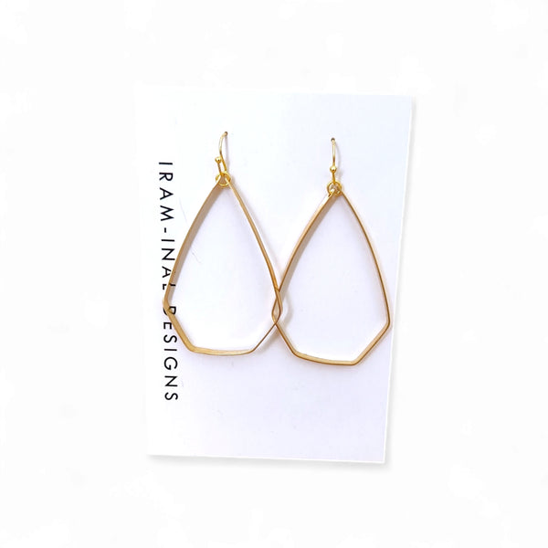 Squared Off Teardrop Brass Earrings