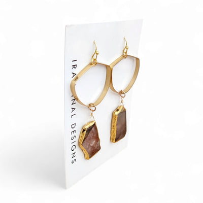 Gianna Gemstone + Brass Earrings