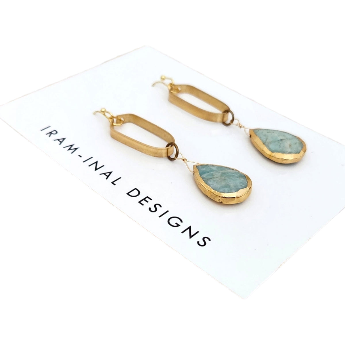 Eliana Gemstone + Brass Earrings