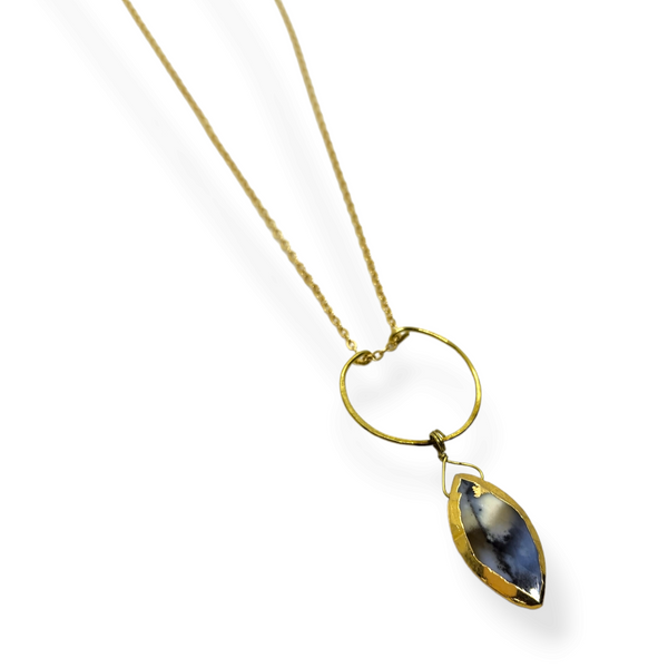 Bisa Gemstone Hammered Brass Necklace