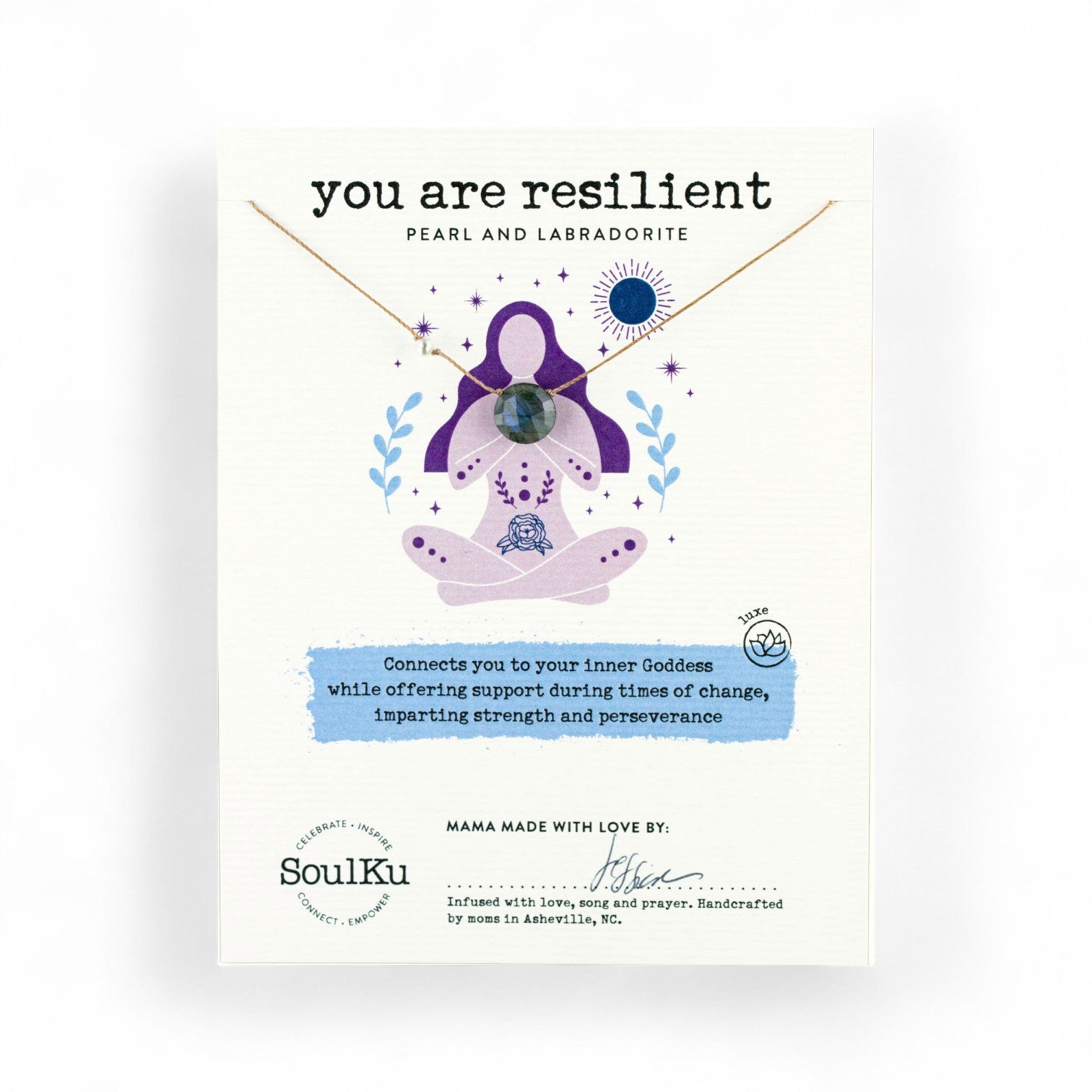 You Are Resilient Necklace - Pearl & Labradorite