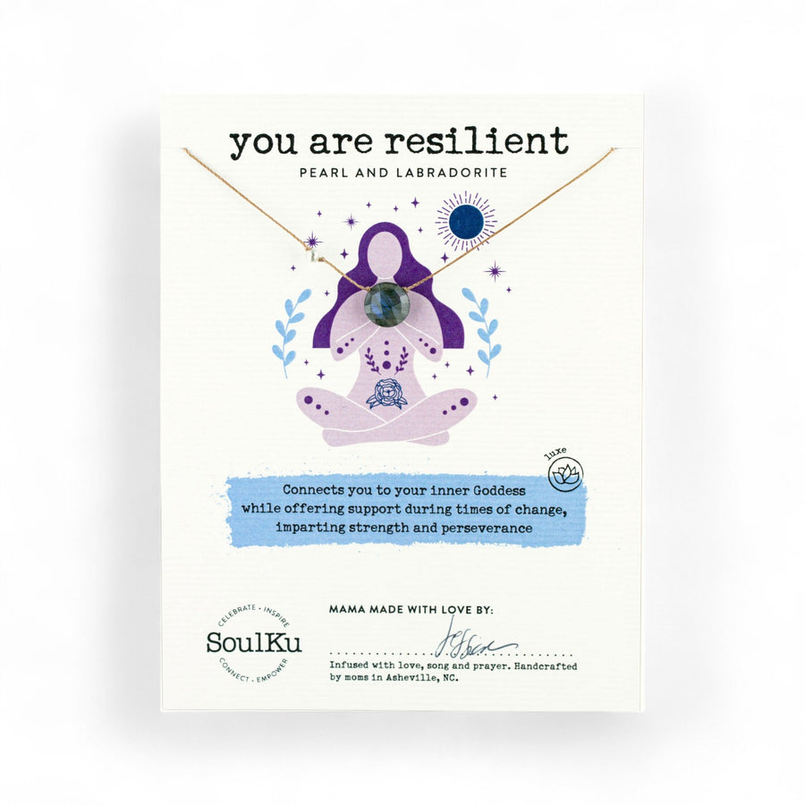 You Are Resilient Necklace - Pearl & Labradorite