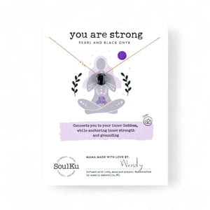 You Are Strong Pearl & Black Onyx Necklace