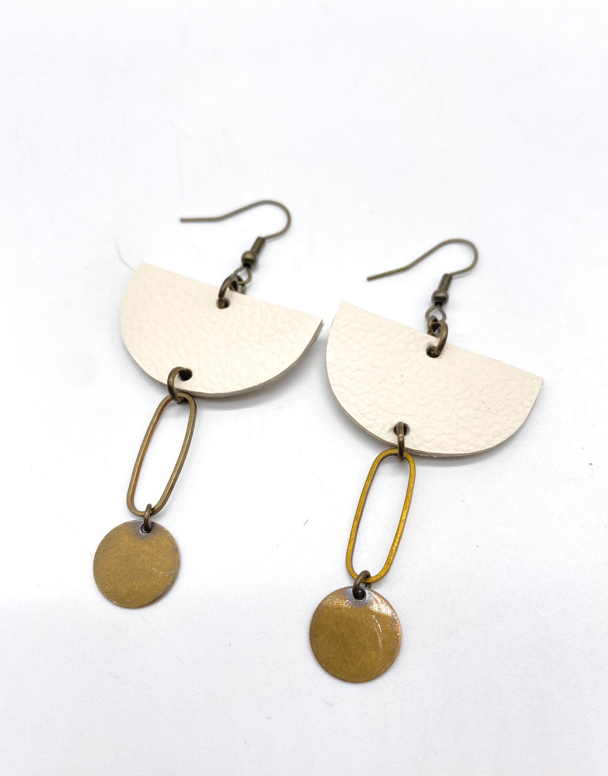 Leather and Brass modern Earrings