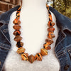 Sanyu Funky Handmade Necklace with Chunky Beads and Ankara Fabric (Large Beads in Red, Green or Orange)
