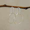 Round Paperclip Stud Dangle Earrings - mixed metals