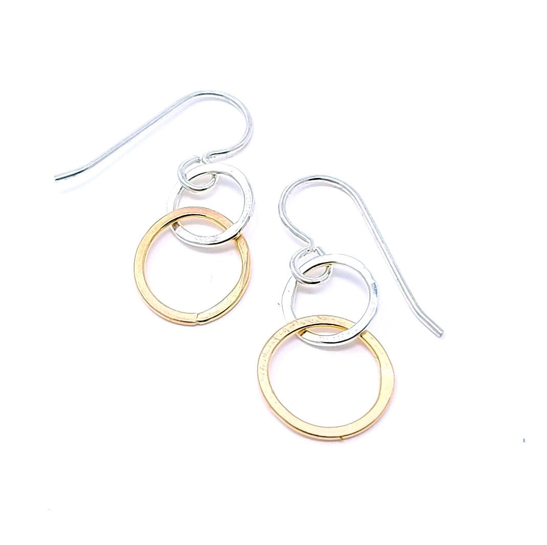 Mini Interlocking Earrings - mixed metals