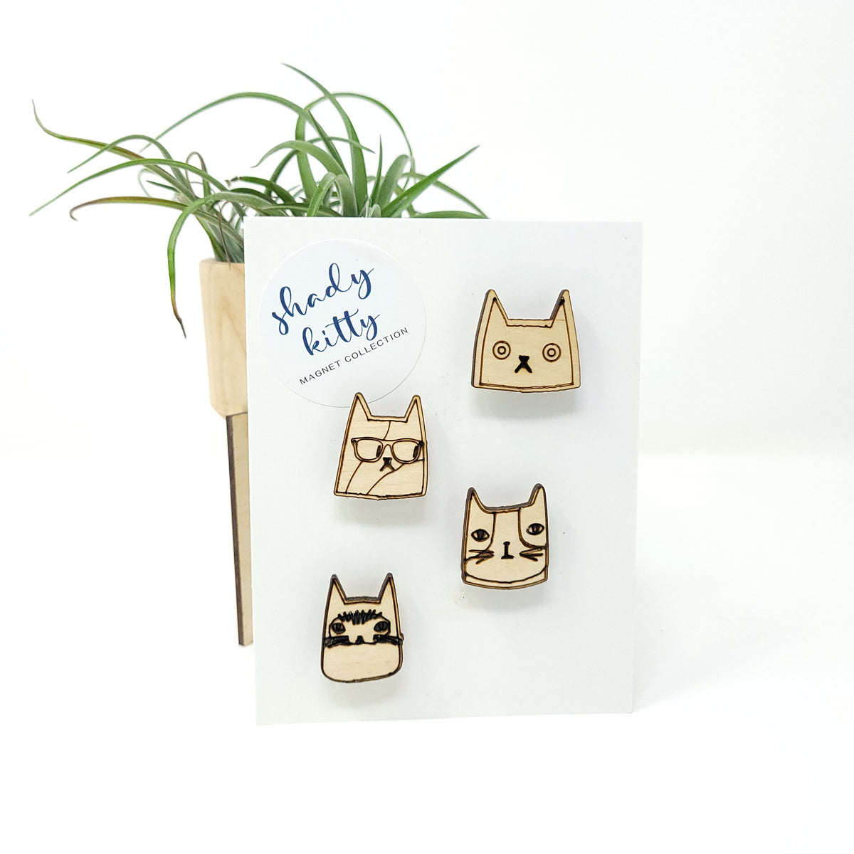 Wood Pin Set - Shady Kitty