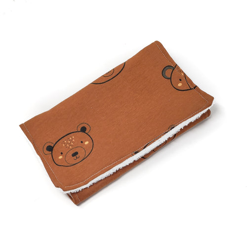 Cutesy Bear Squares Print Burp Cloth