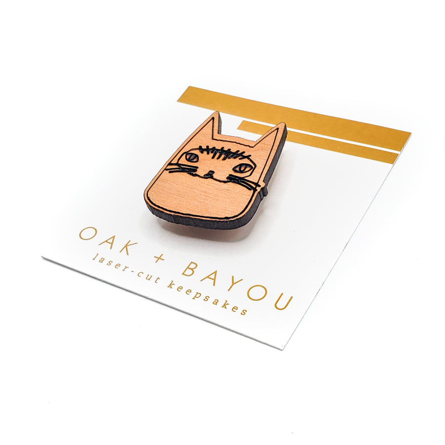 Shady Kitty #2 Wood Pin or Magnet
