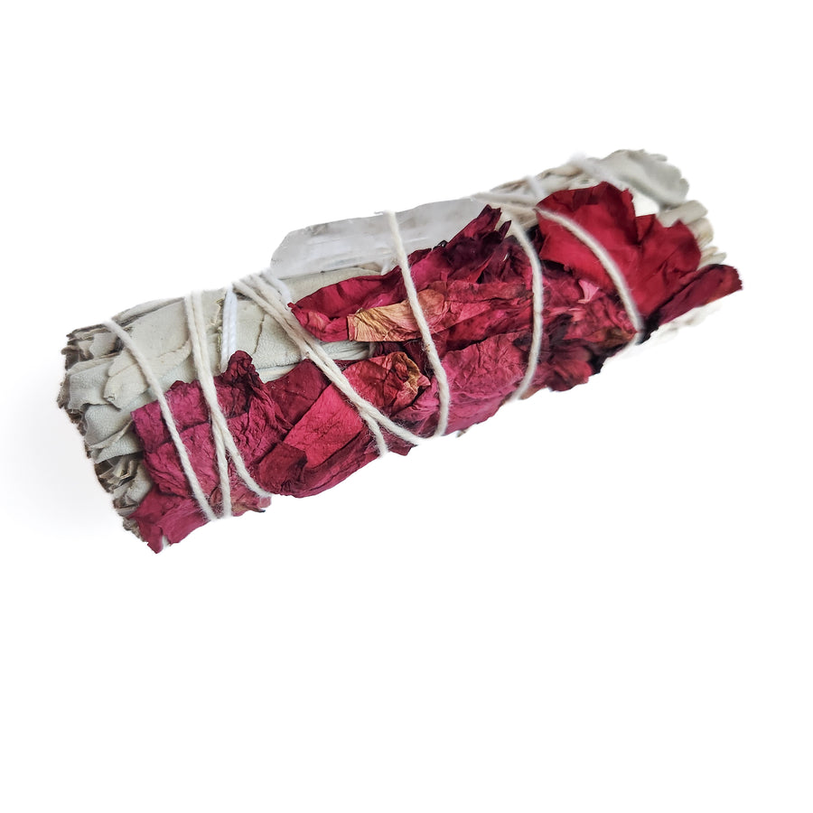 Rose + Quartz + Sage Smudge Stick