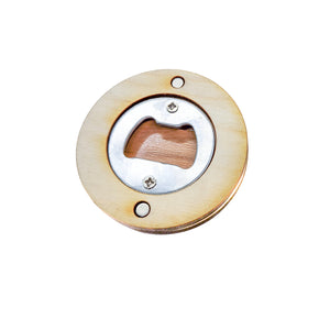 Round Magnetic Wood Engraved Bottle Opener - THE 404