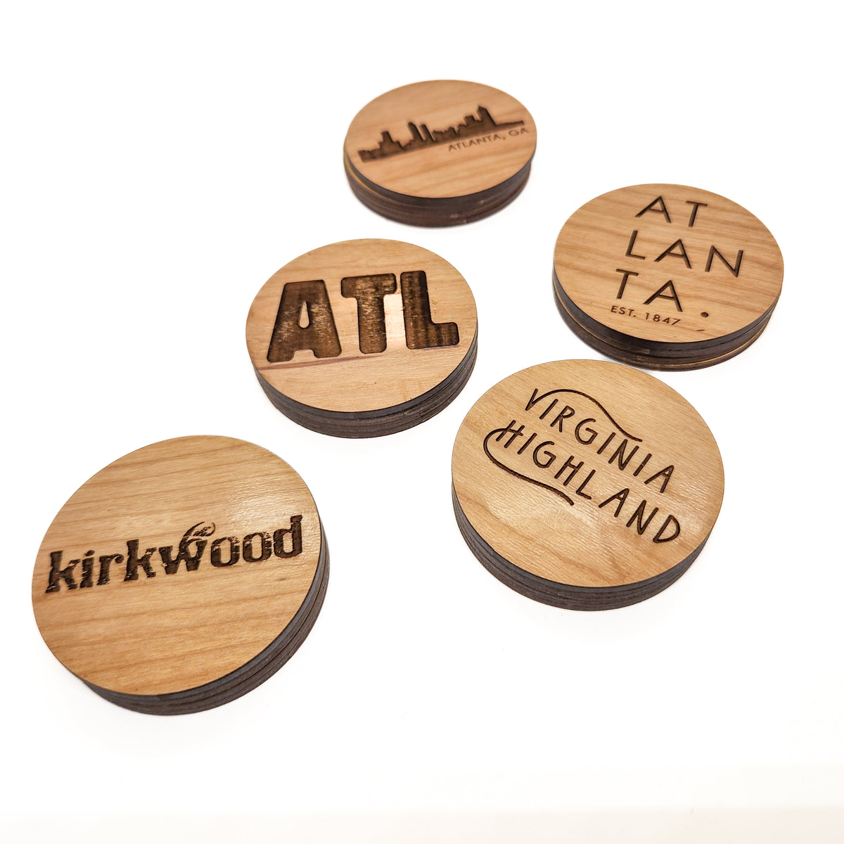 Magnetic Wood Engraved Bottle Opener - Pick Your Atlanta