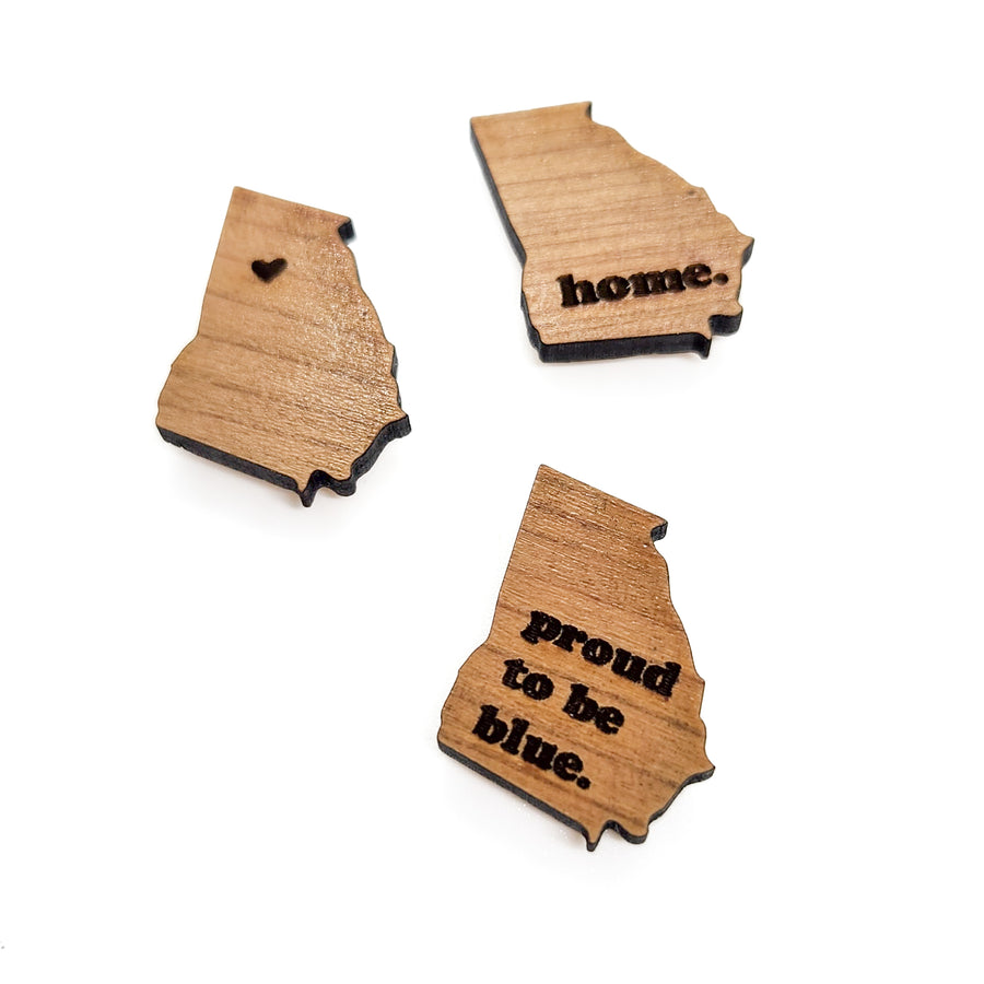 Georgia Heart Wood Pin or Magnet